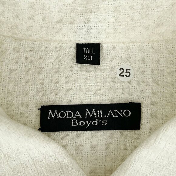 Moda Milano Boyds Mens Tall Ivory Short Sleeve Button-Up Shirt White XL Tall* - Picture 3 of 11